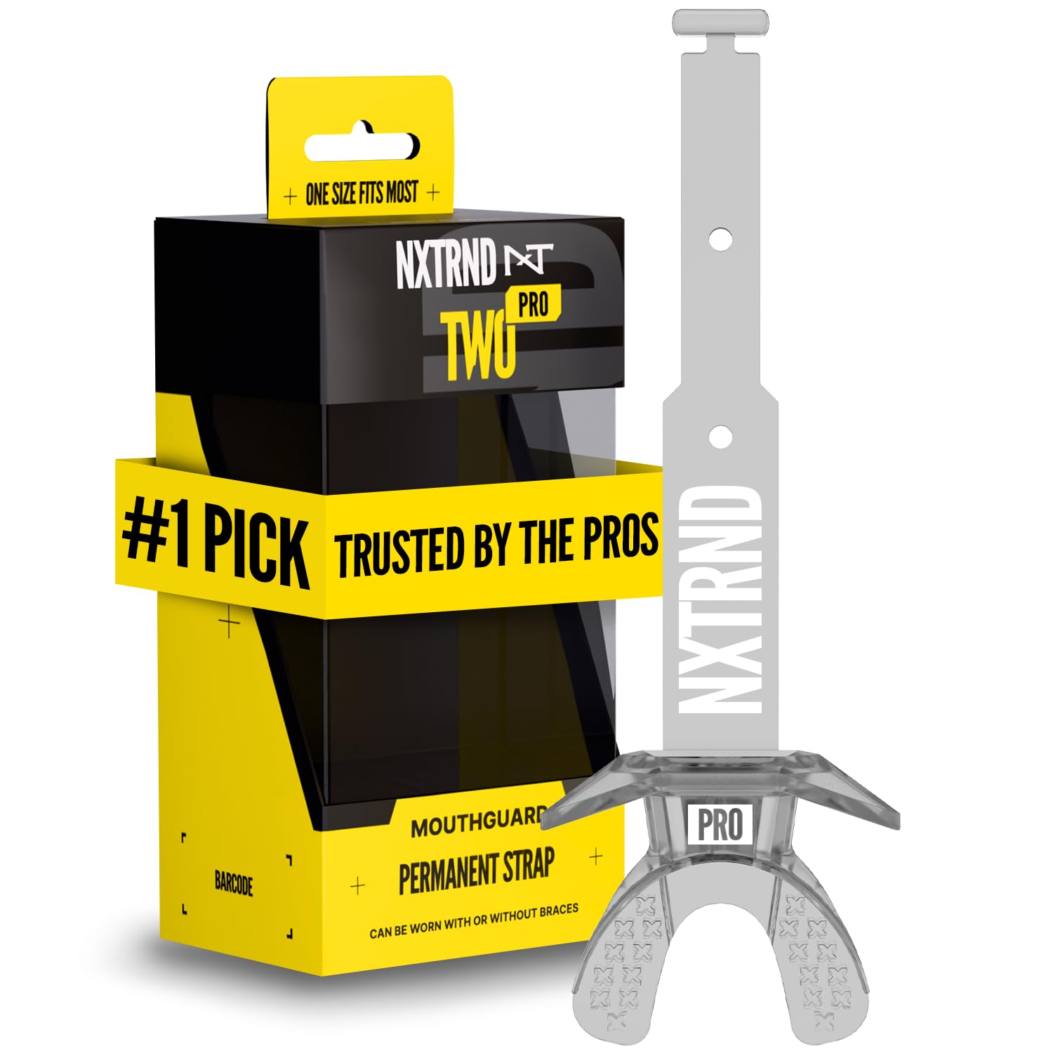 NXT NXTRND transparent mouthguard front view shows secure fit and clear look