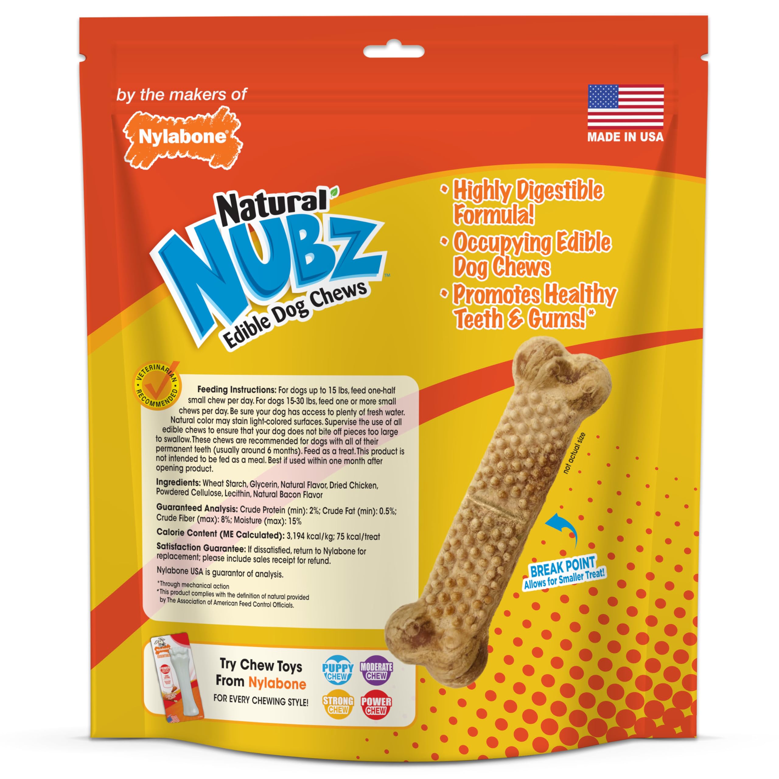 Nylabone chew beside small toy for scale and size comparison