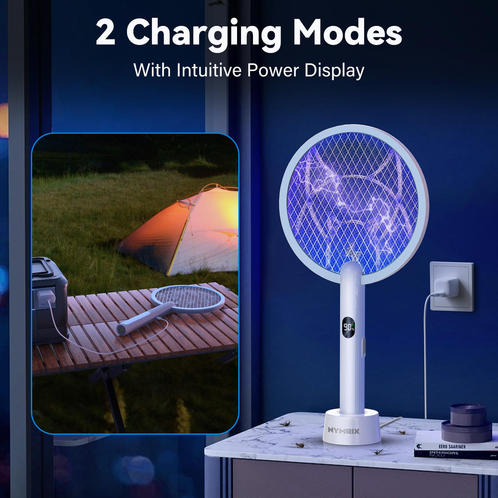 Nymrix charging base with Type‑C cable, showing flexible dual charging convenience