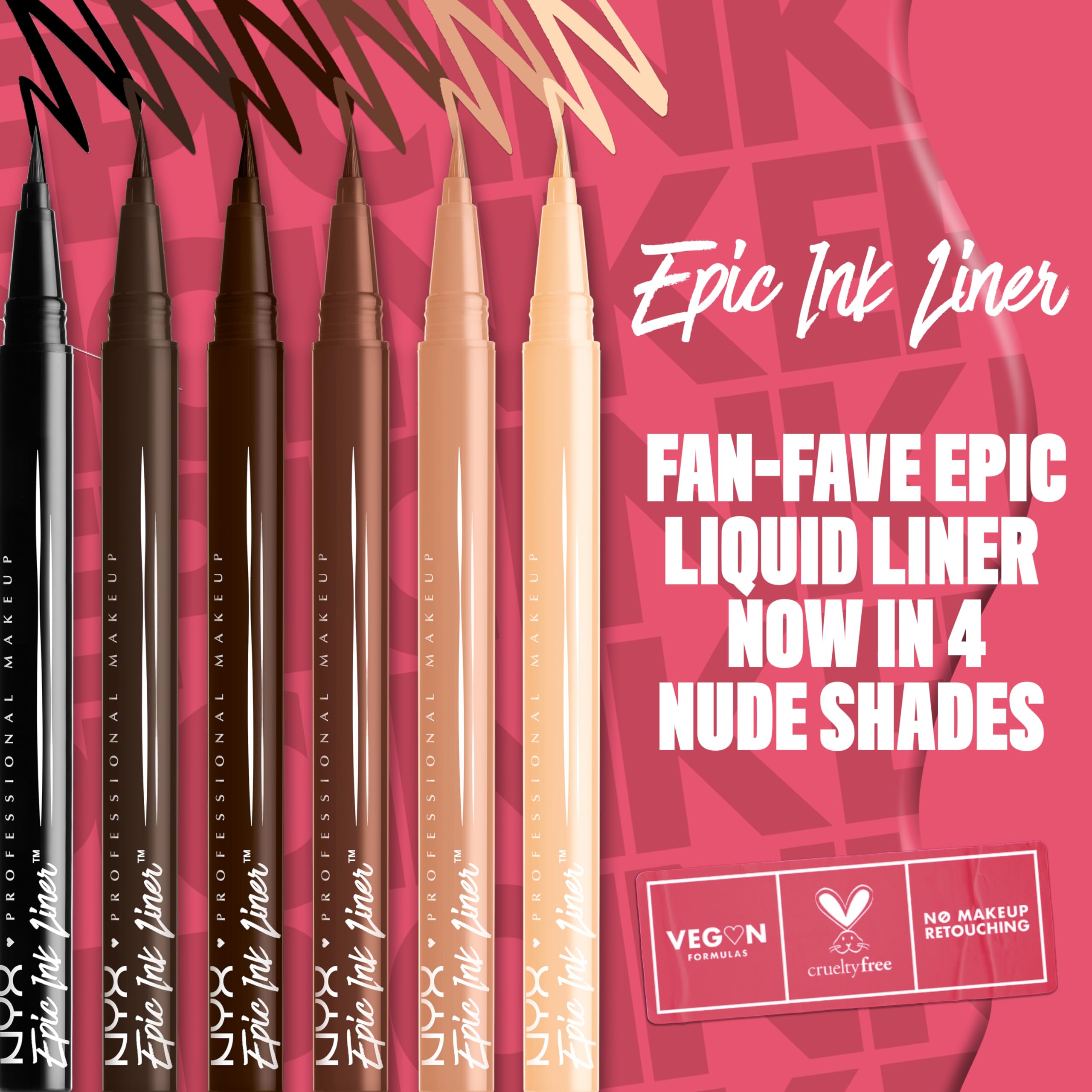 NYX PROFESSIONAL MAKEUP epic ink liner applied on eye in lifestyle shot showing clean winged finish