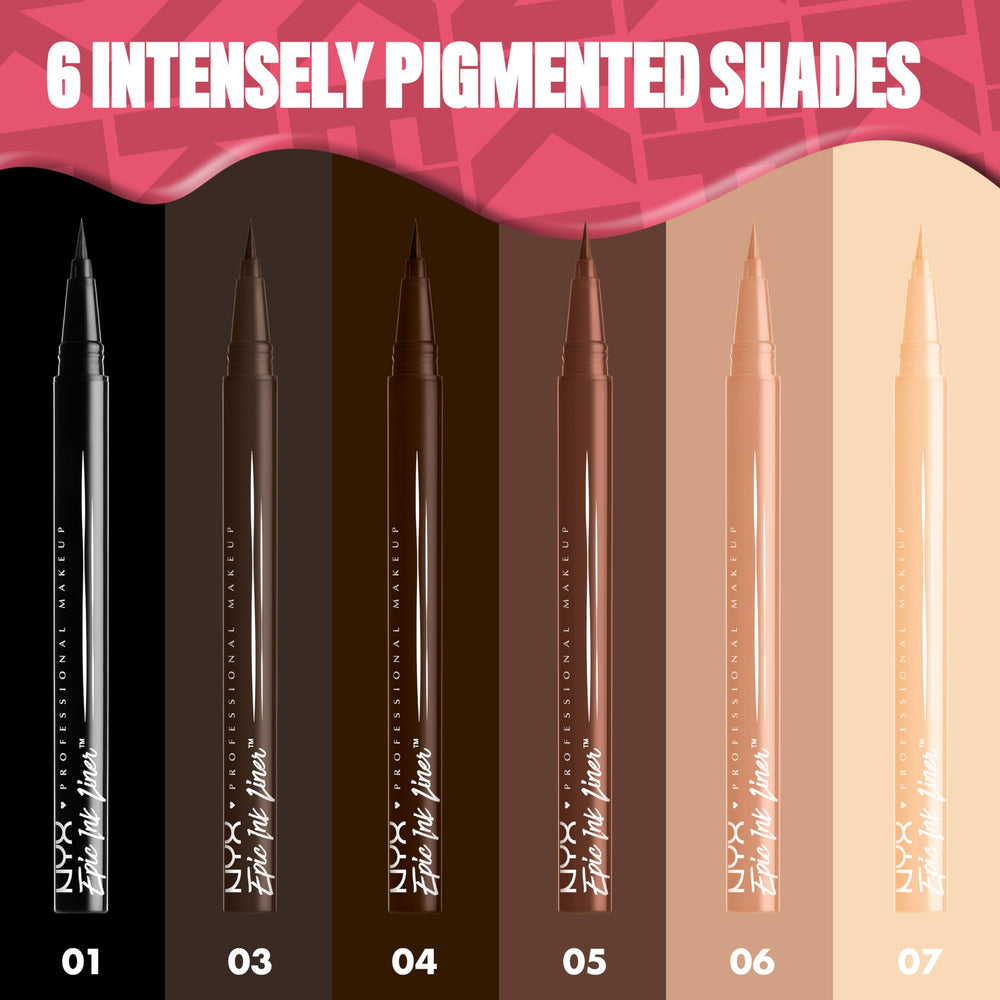 NYX PROFESSIONAL MAKEUP epic ink liner with water droplets to show waterproof performance benefit