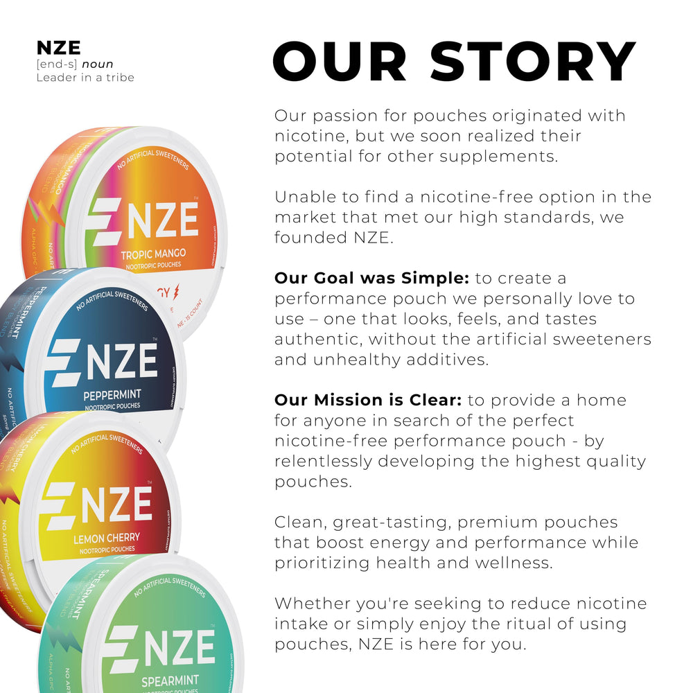 NZE spearmint ingredient display with Alpha GPC and L-Tyrosine focus