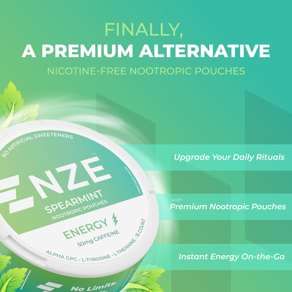 NZE spearmint open can with single pouch ready to use for fast energy