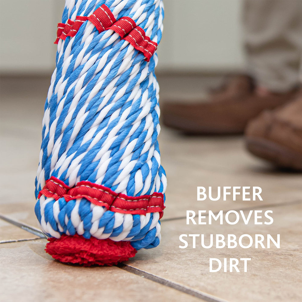 O-Cedar mop in use on kitchen floor showing quick, streak-free cleaning