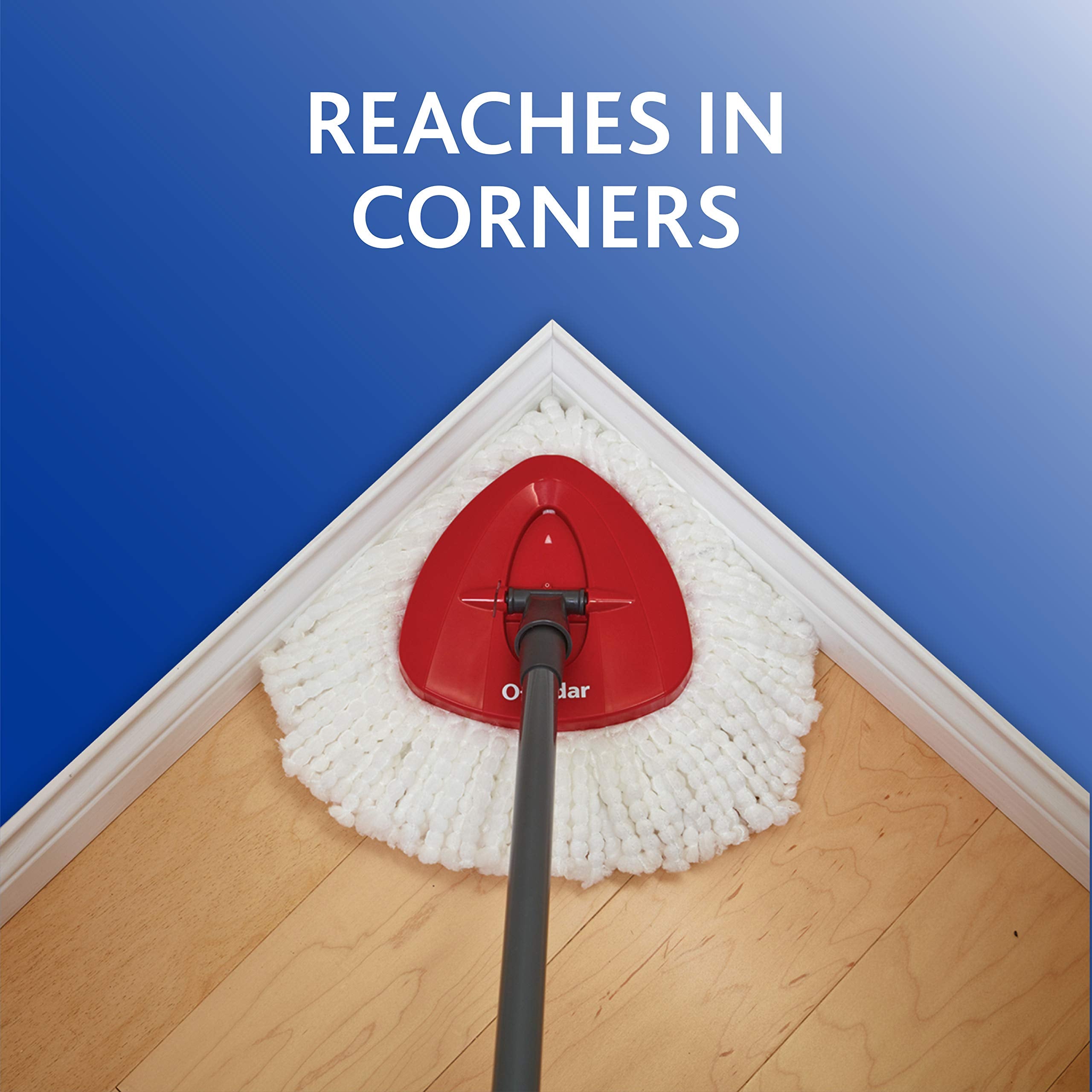O-Cedar mop in use on kitchen floor demonstrating quick, streak-free cleaning
