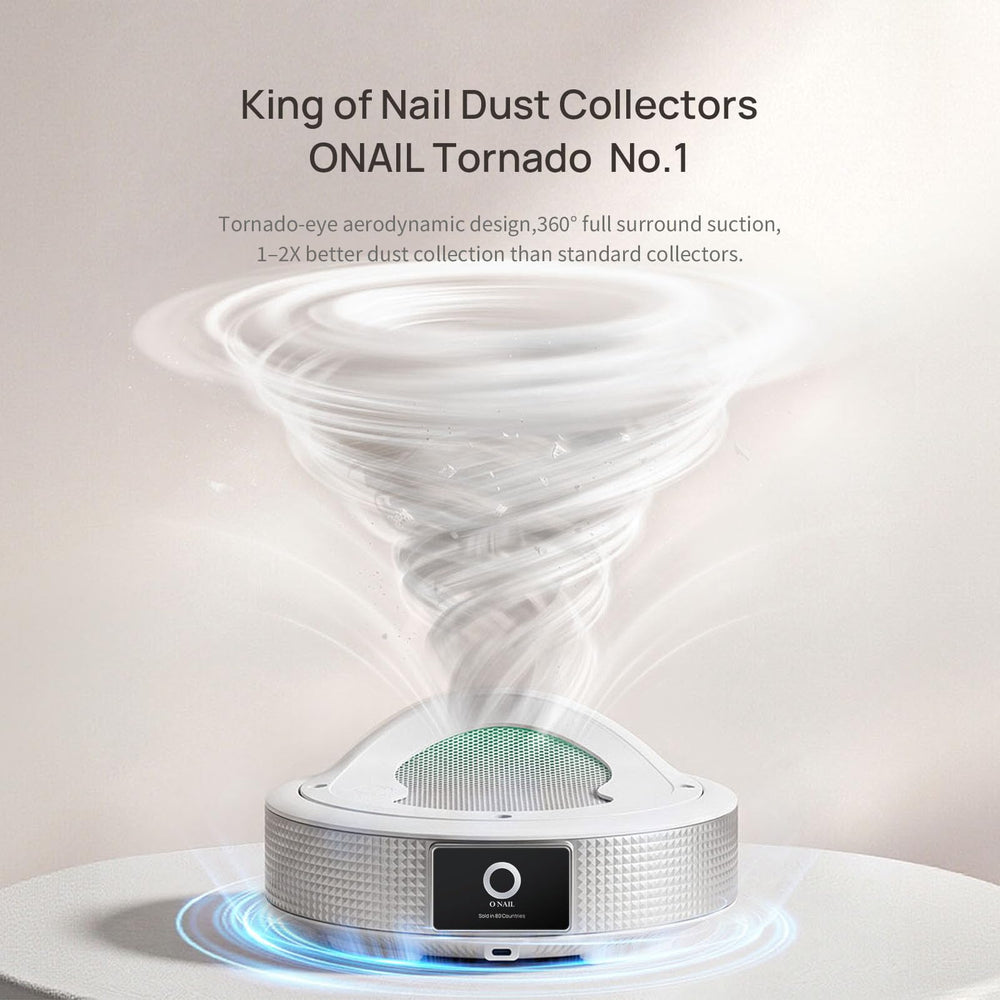 O NAIL top collection grille with tornado-style airflow capturing nail dust for efficient extraction
