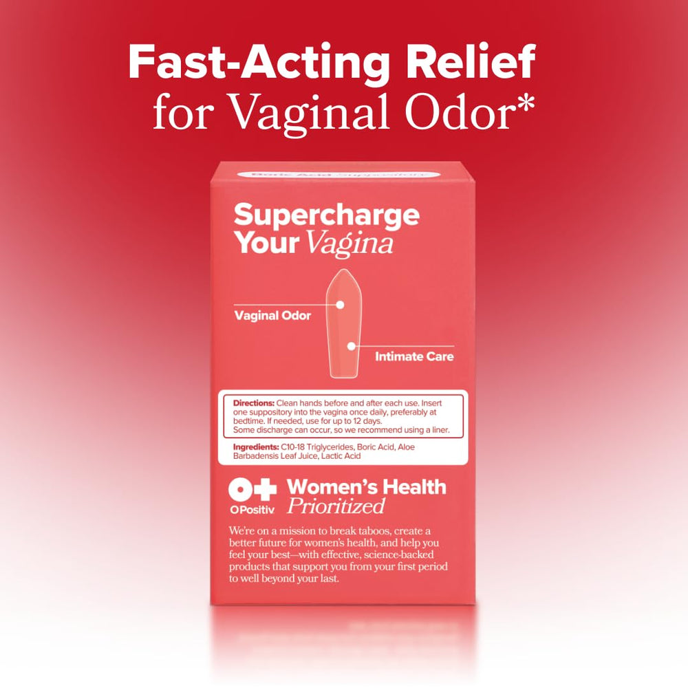 O Positiv suppository on nightstand indicating bedtime use for best results
