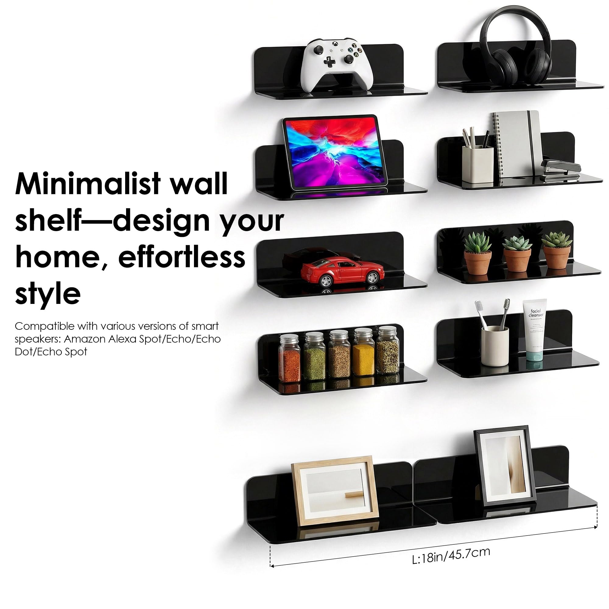 OAPRIRE shelf holding phone and charger illustrating charging convenience and space saving benefit