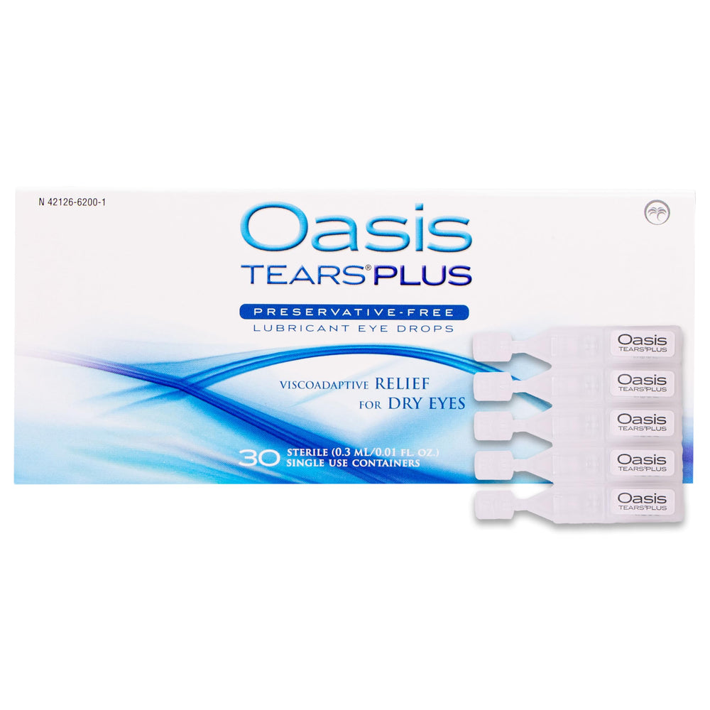 OASIS TEARS front packaging showing 30 vials and brand clarity for convenience