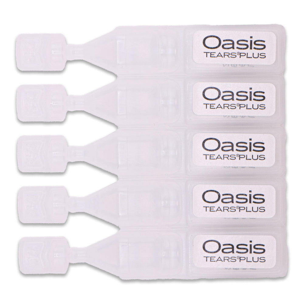 OASIS TEARS drop on fingertip emphasizing smooth texture and easy application