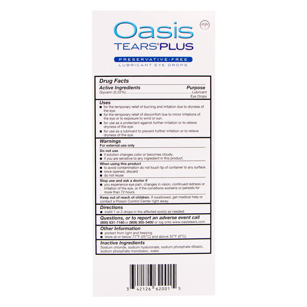 OASIS TEARS vials in hand showing compact size and travel-friendly convenience