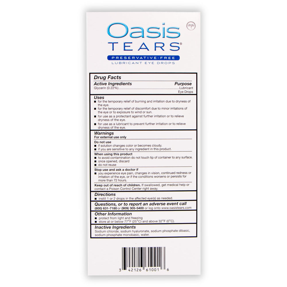 Oasis TEARS vial beside a coin for scale showing compact, travel-friendly size