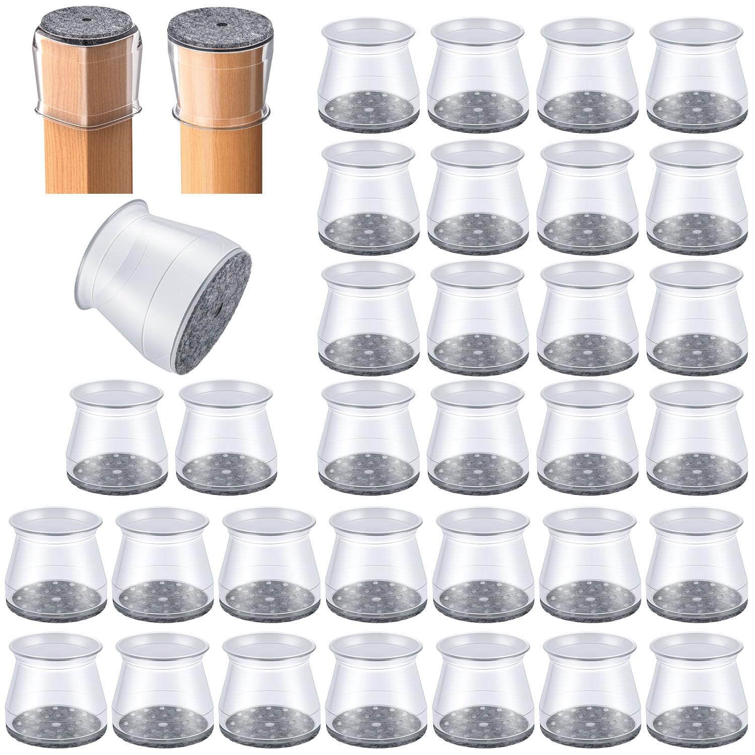 OASMU front packaging showing 32 silicone caps and felt pads protecting floors