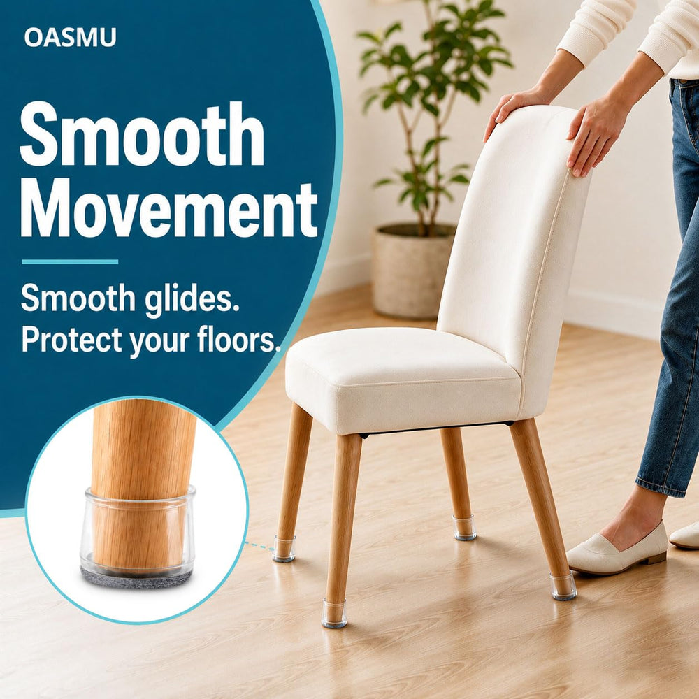 OASMU in a dining room scene demonstrating quiet movement and floor protection