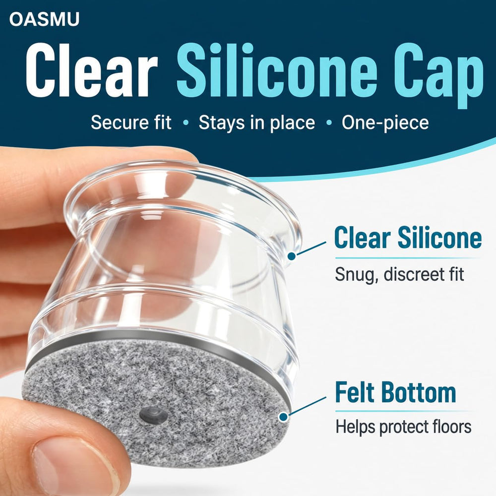 OASMU next to ruler showing size range and easy fit measurement benefit