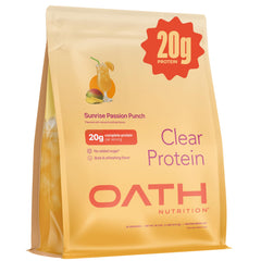 Oath Nutrition front packaging showing Sunrise Passion Punch flavor and benefits
