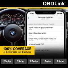 Close-up of OBDLink CX OBD-II connector and pins, benefit: durable secure connection