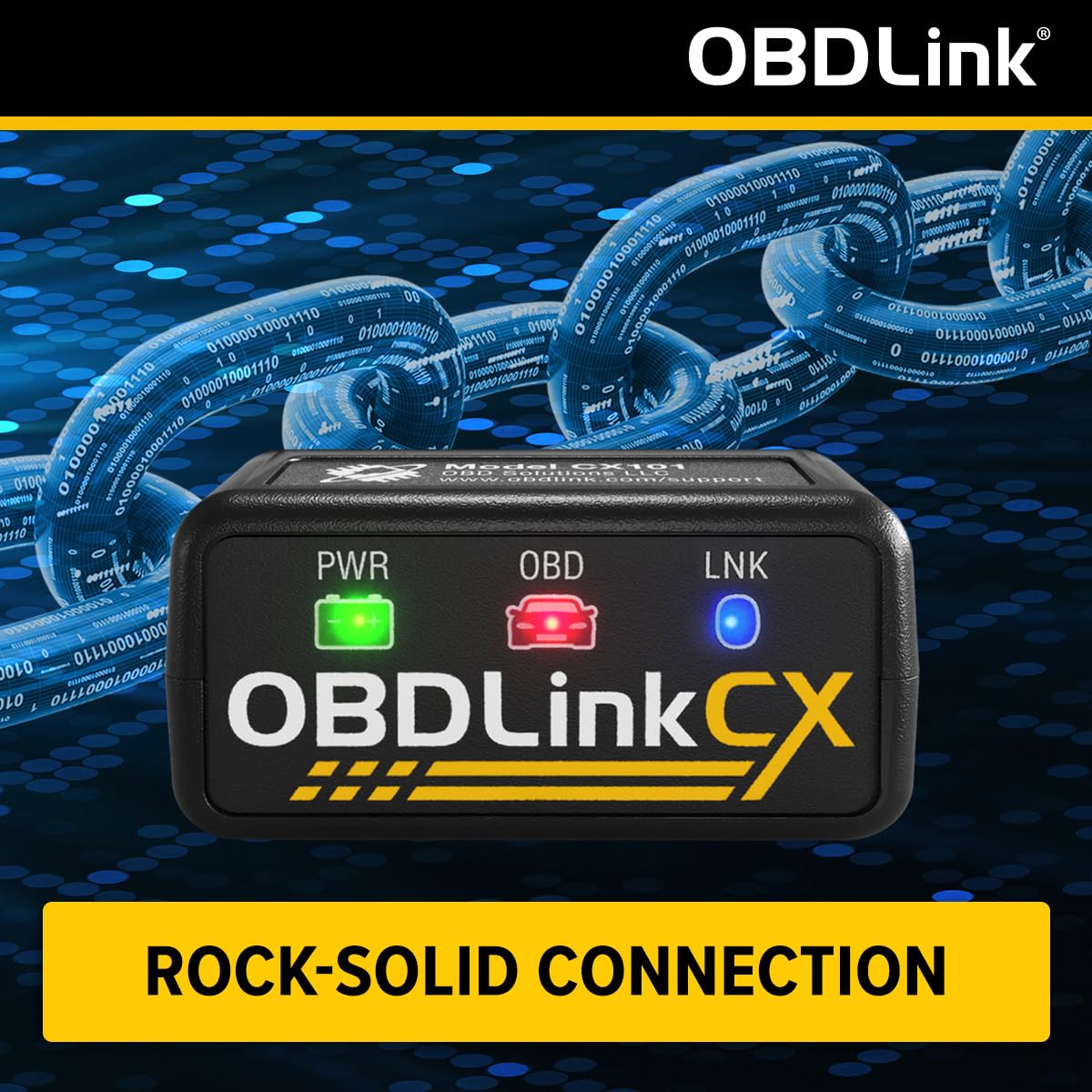 Smartphone paired to OBDLink CX showing BimmerCode-compatible app, benefit: reliable coding