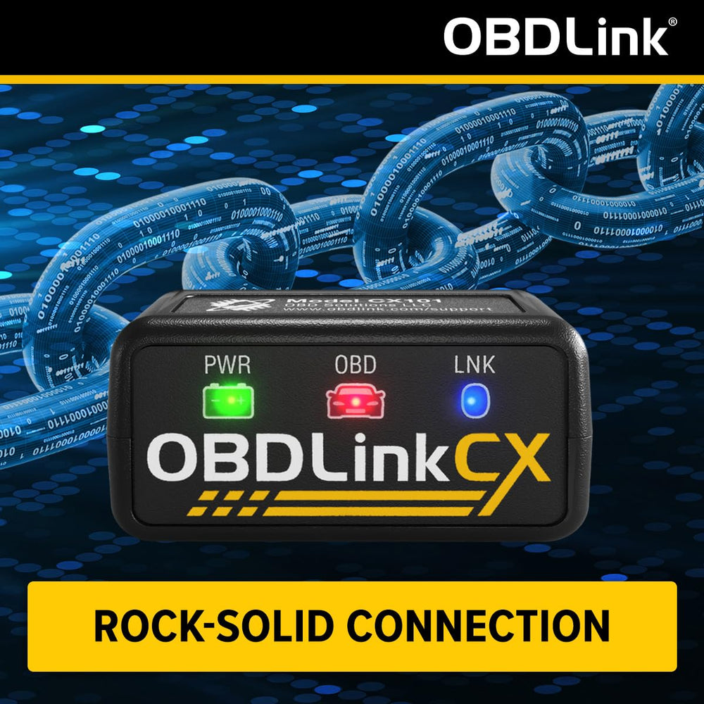Smartphone paired to OBDLink CX showing BimmerCode-compatible app, benefit: reliable coding