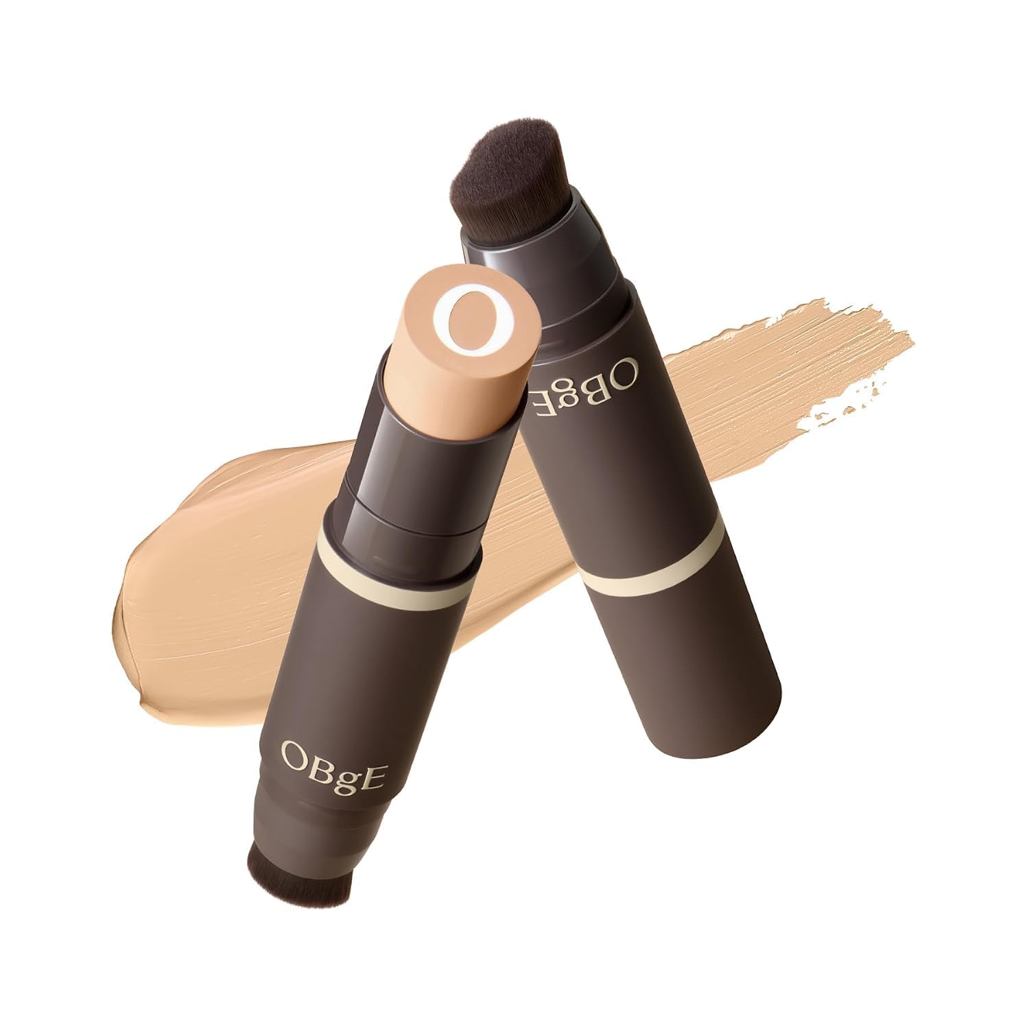 OBgE foundation stick front packaging showing shade and compact benefit