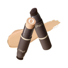 OBgE foundation stick front packaging showing shade and compact benefit