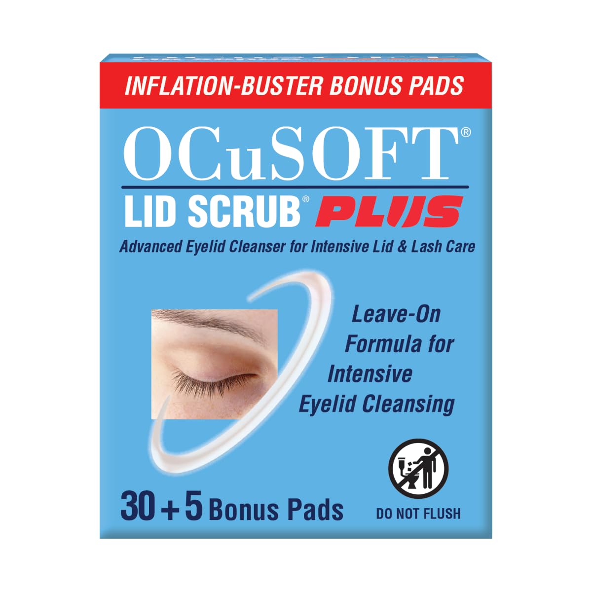 OCuSOFT front packaging showing product name and bonus pads benefit