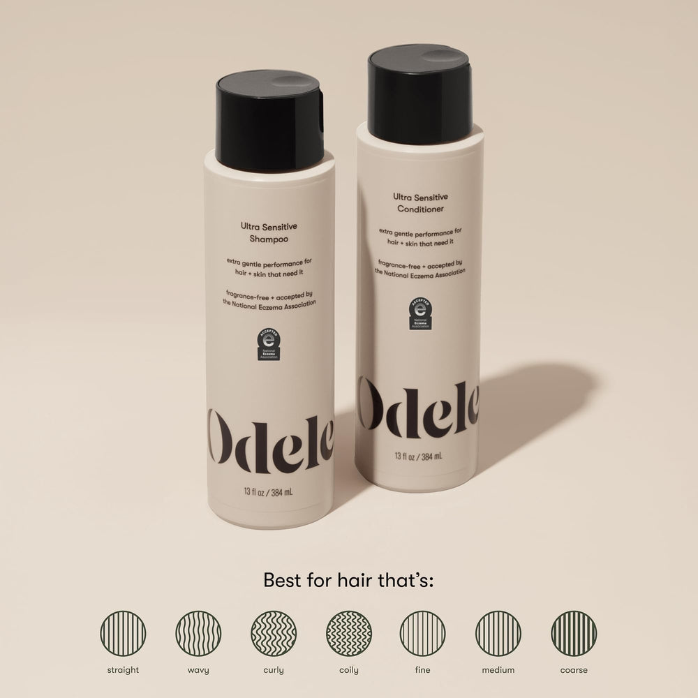 Odele shampoo dispensing into palm, showing mild lather and gentleness
