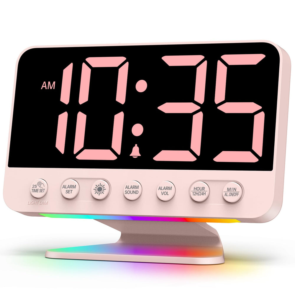 Odokee front display showing large pink digits and easy-read time for visibility