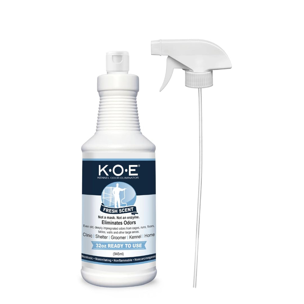 Odorcide KOE spray bottle front view showing product and professional use benefits