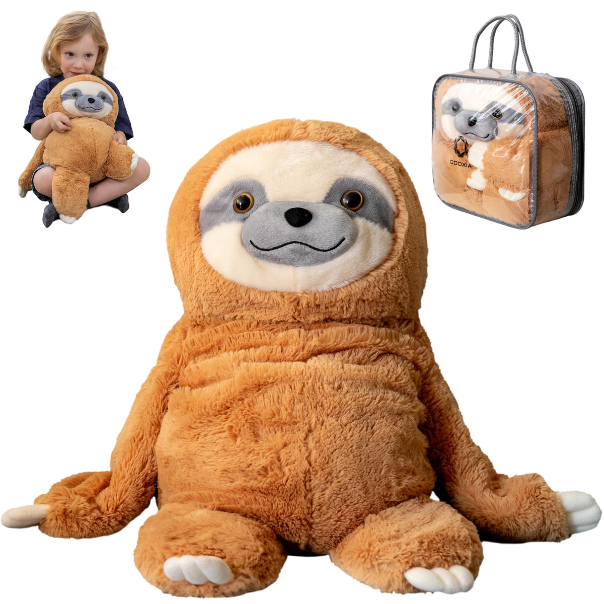 ODOXIA sloth front view showing plush design and calming appearance