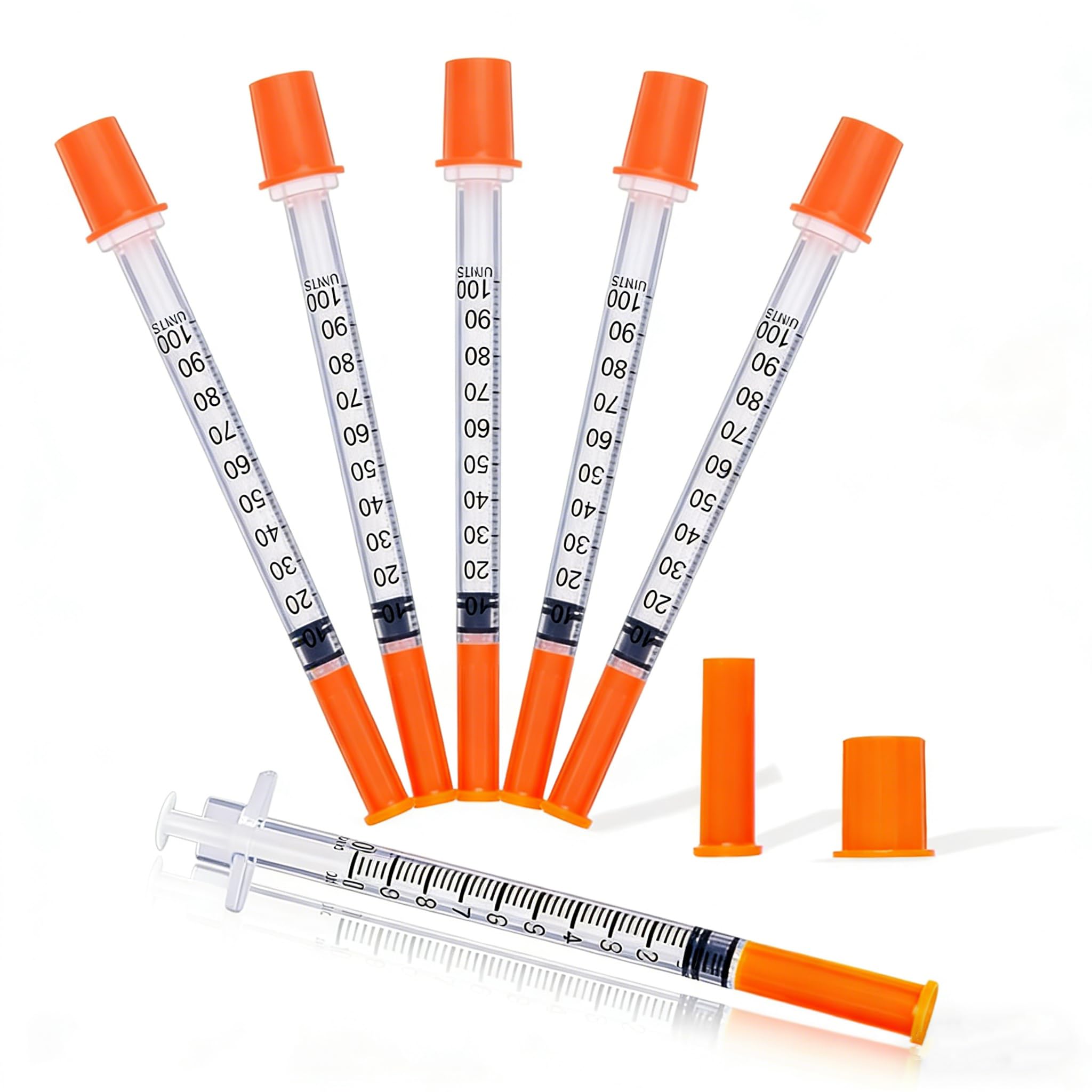 Oenfeng front view of sealed box showing pack of 100 syringes and labeling for easy storage
