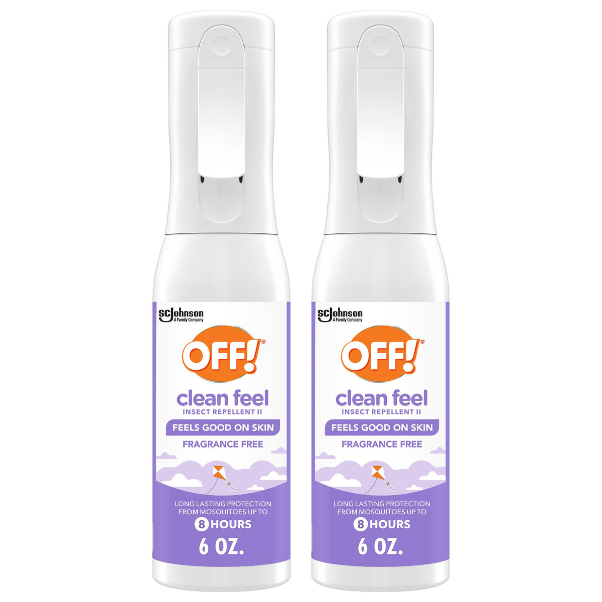 OFF! Clean Feel front packaging showing 6 oz bottle and benefits