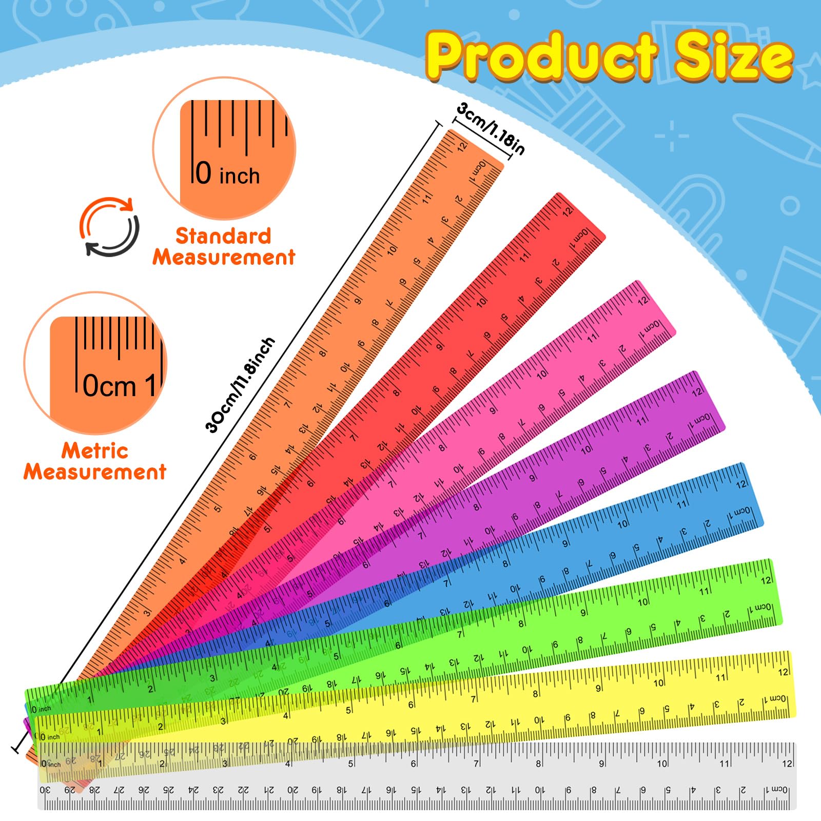 Officygnet assorted color rulers spread on desk for easy color-coding and quick selection
