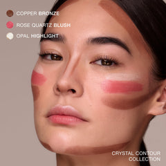 Ogee blush stick applied to cheek demonstrating buildable, blendable color