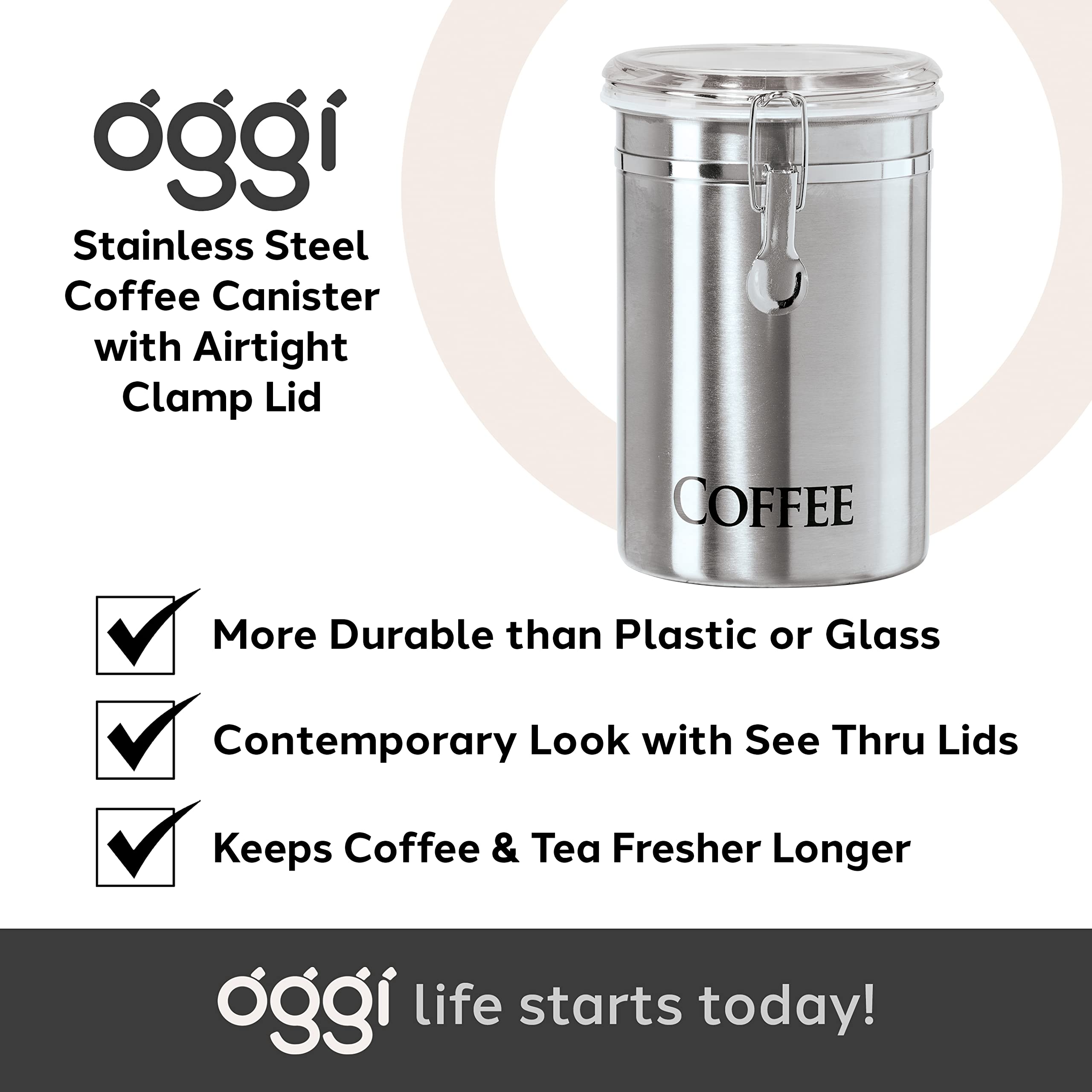 Oggi canister on kitchen counter lifestyle scene offering coordinated barista look