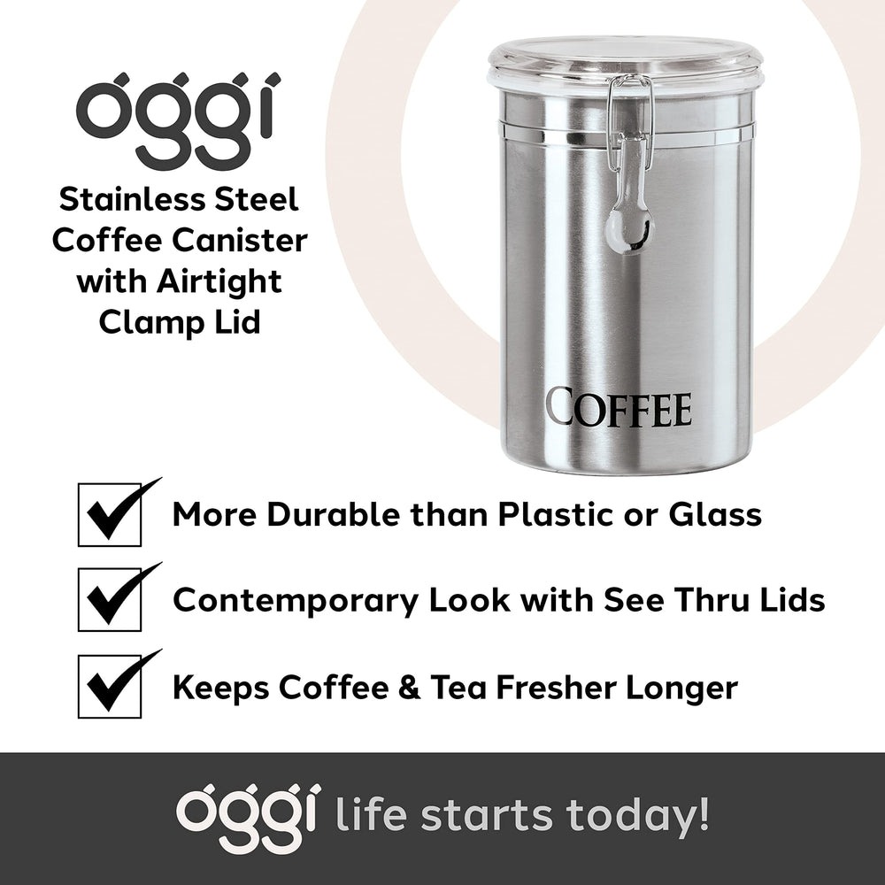 Oggi canister on kitchen counter lifestyle scene offering coordinated barista look