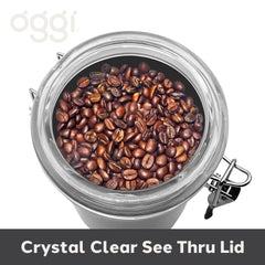 Oggi canister stainless body texture demonstrating durable, fingerprint-resistant finish
