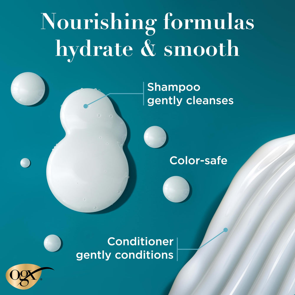 OGX coconut milk shampoo lather in hand demonstrating rich foam and effective cleanse