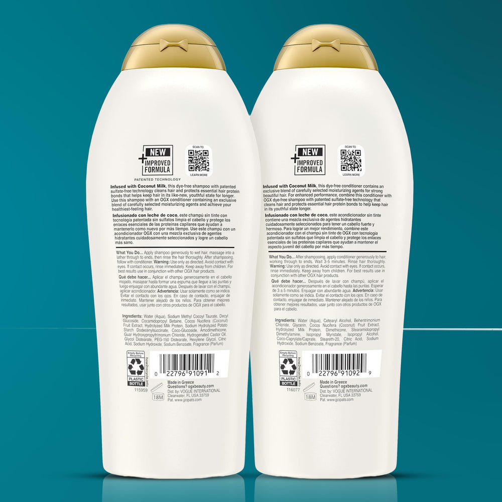 OGX coconut milk lifestyle bathroom display evoking a spa-like nourishing hair routine