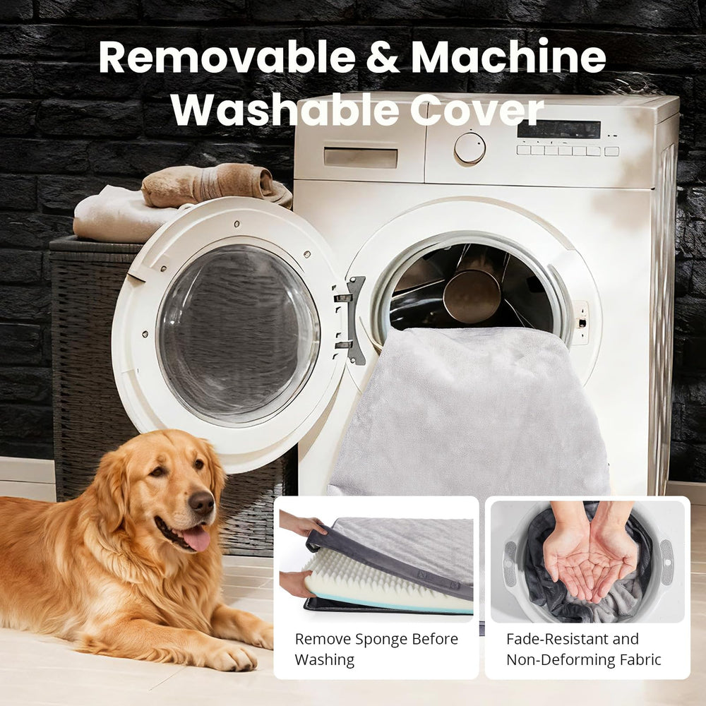 OhGeni bed with tape measure showing 41-inch size for large breeds