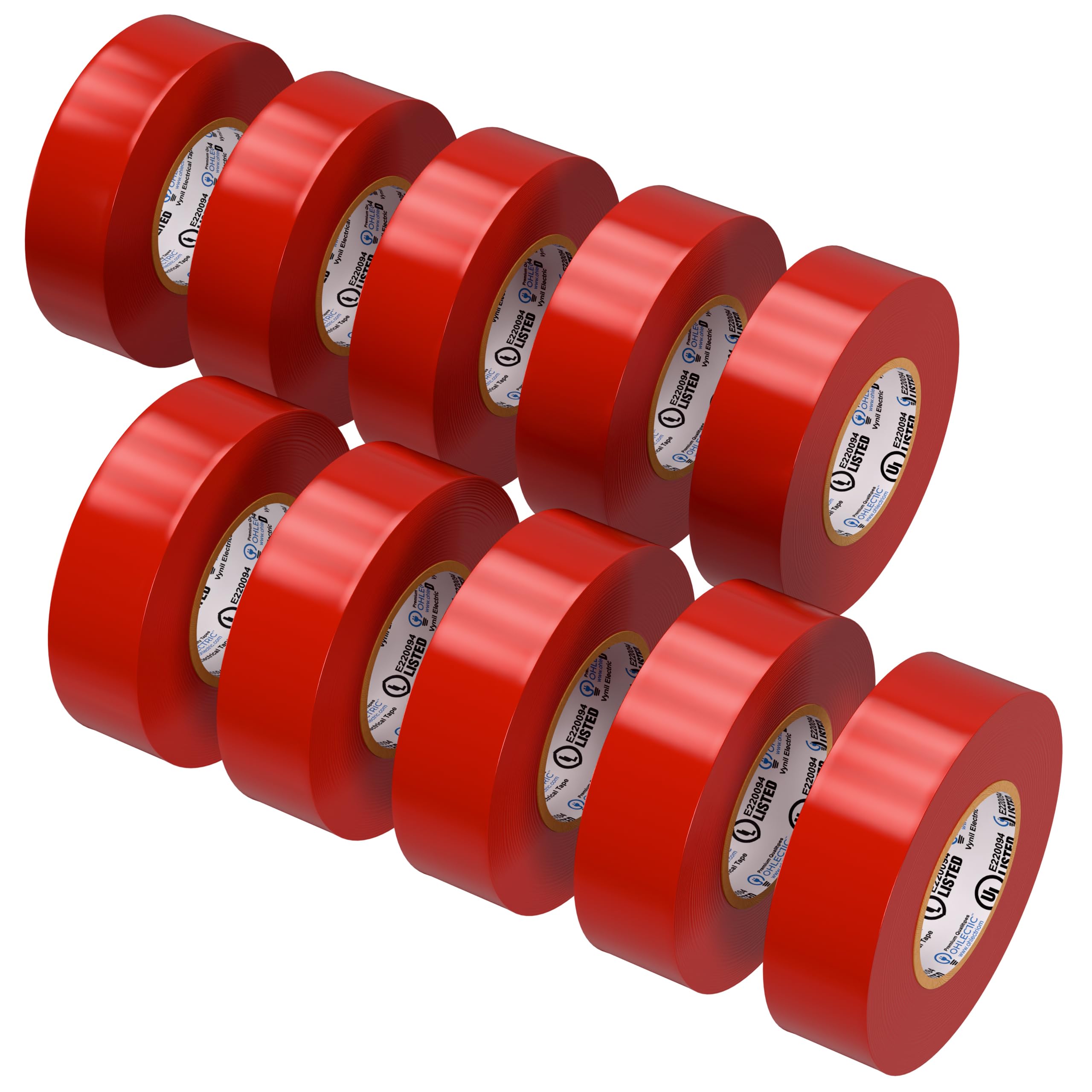 OHLECTRIC front packaging showing 10 red tape rolls and pack benefit