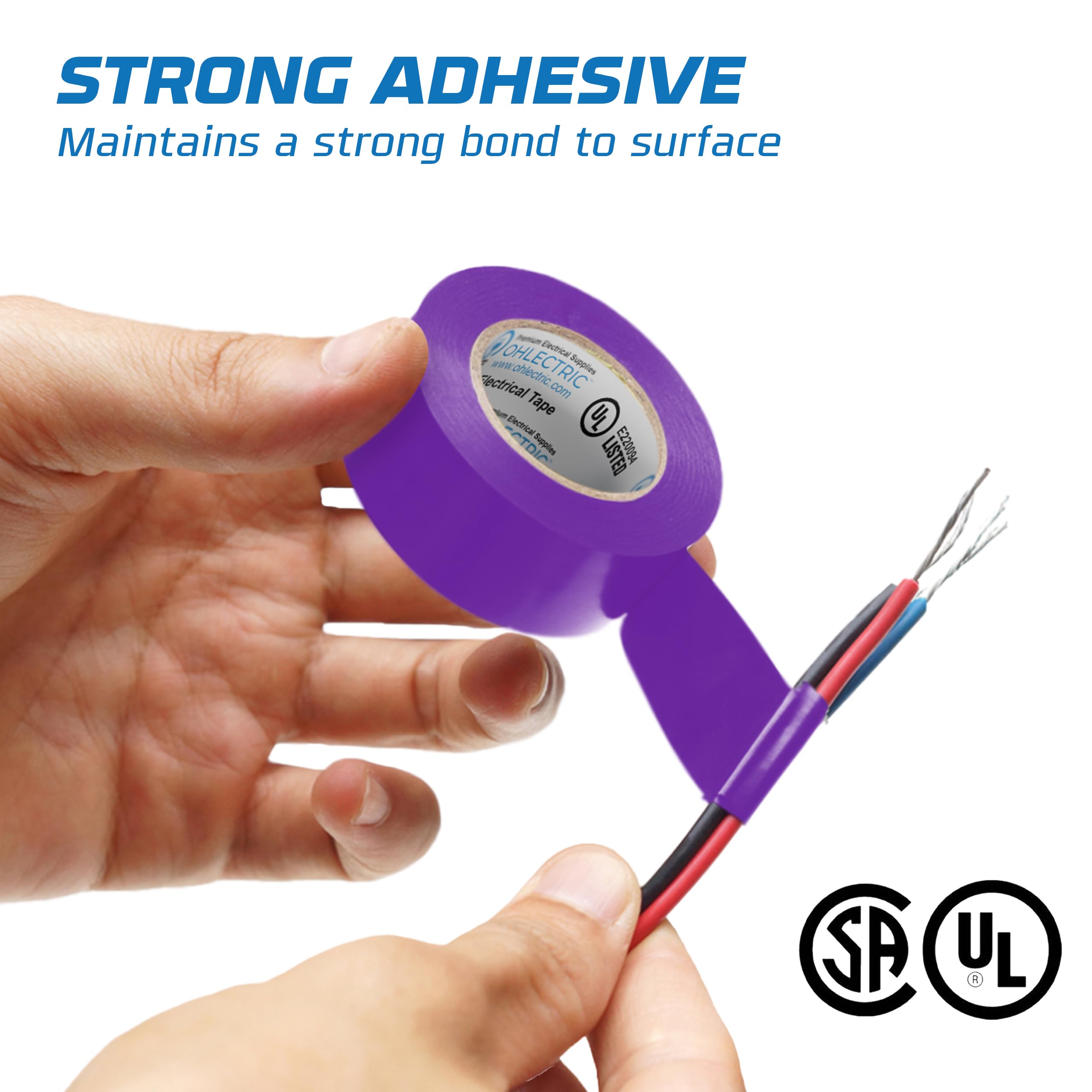 OHLECTRIC tape beside ruler showing 3/4 inch width and 60 foot roll scale