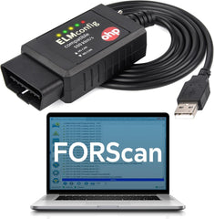 OHP front view of ELM327 USB cable showing compact diagnostic design and reliability