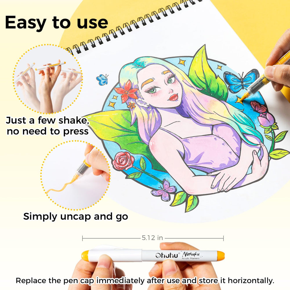 Ohuhu markers held in hand for size comparison and control comfort benefit