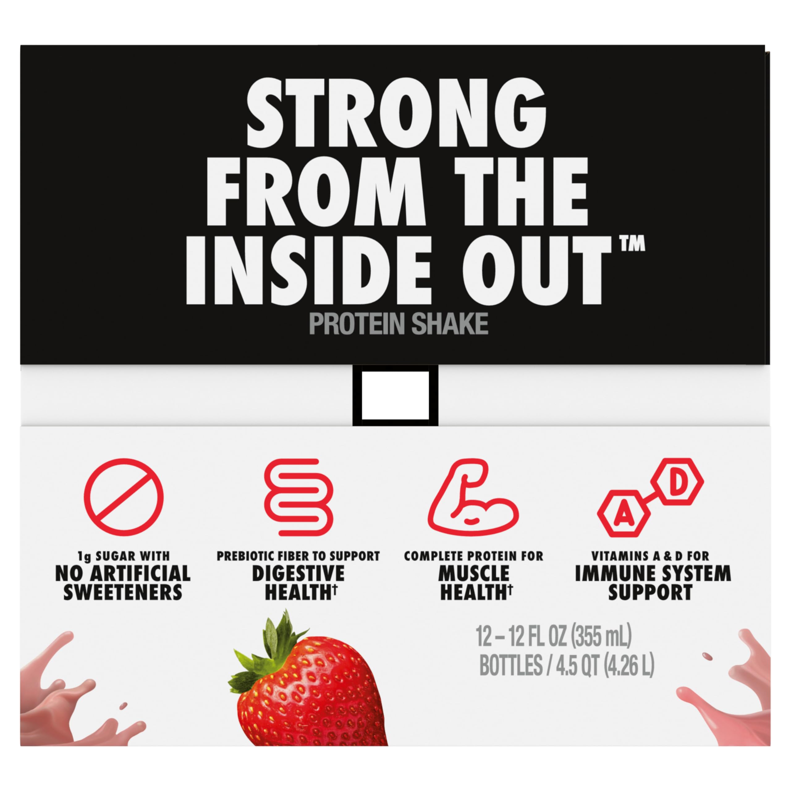 Oikos bottle beside fresh strawberries showcasing natural flavor inspiration