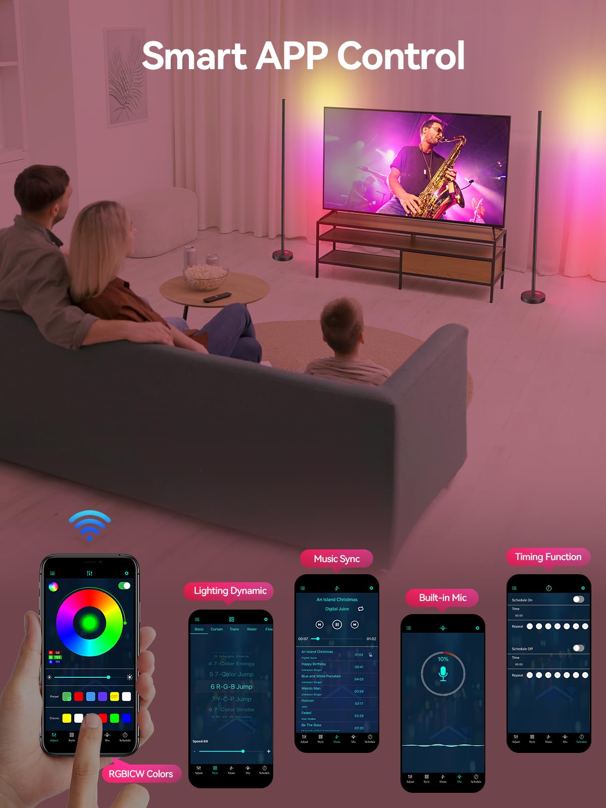 OIYN music sync demonstration reacting to audio for immersive party lighting