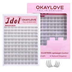OKAYLOVE front packaging showing 120 natural lash clusters for easy selection