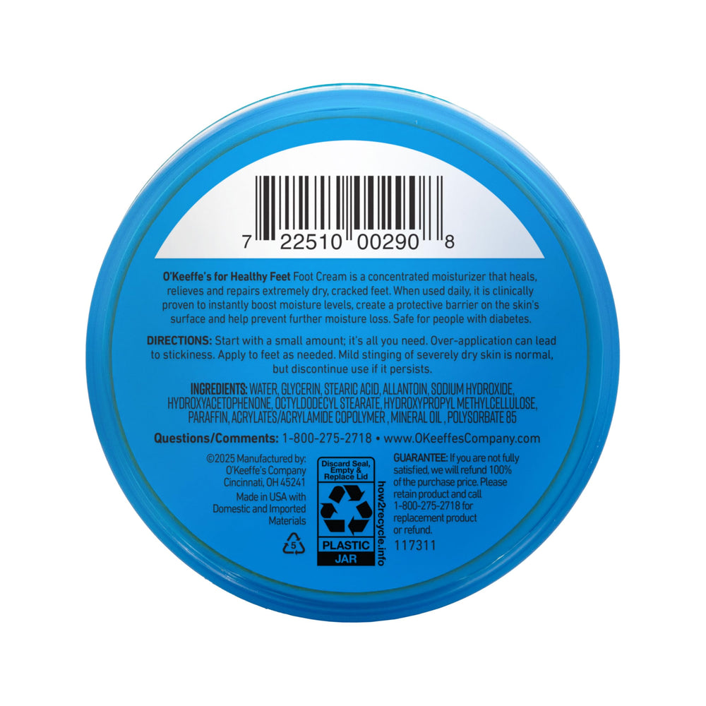 O'Keeffe's ingredients and hypoallergenic badge emphasizing gentle formula