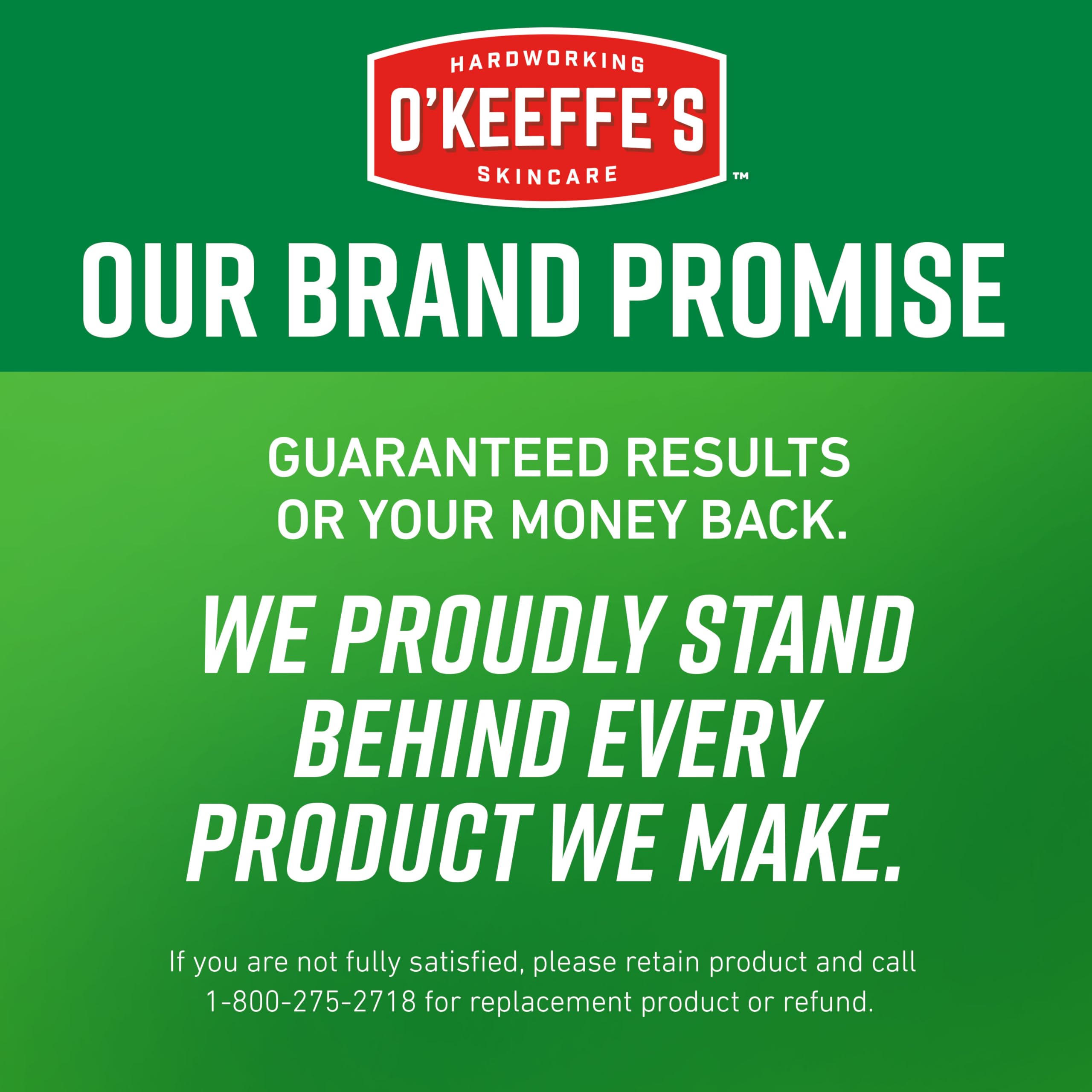 O'Keeffe's label detail highlighting unscented formula and ingredient info