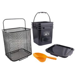 Oklahoma Joe's pellet bucket front view showing sturdy storage and easy access